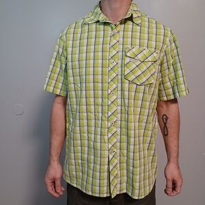 Rocawear Green and White Casual Button Down Shirt